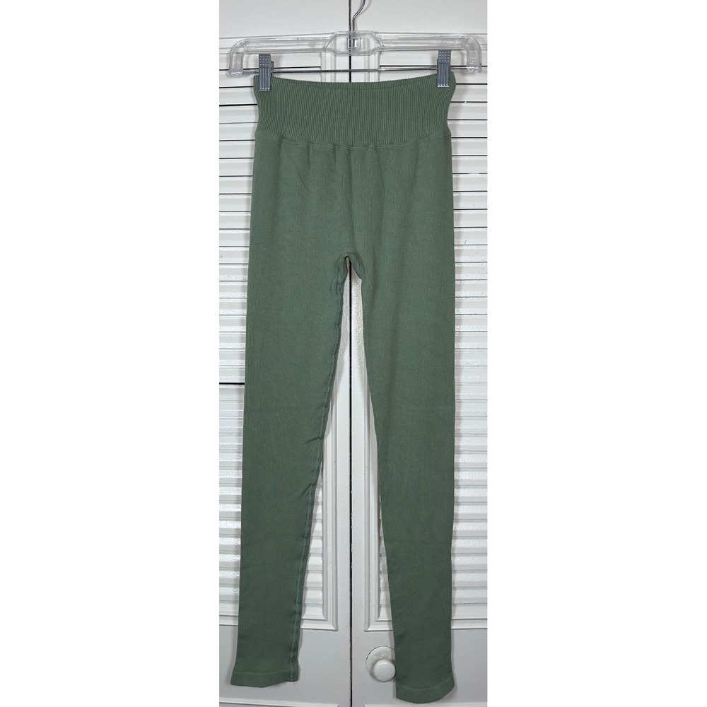 Free People FP Movement Seamless Ribbed Leggings Green Size M/L‎